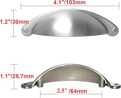 Miniatura 7 de Utopia Alley Elgin - Manija de gabinete vintage con acabado de níquel cepillado a mano, 2.5 pulgadas de centro a centro (25)
