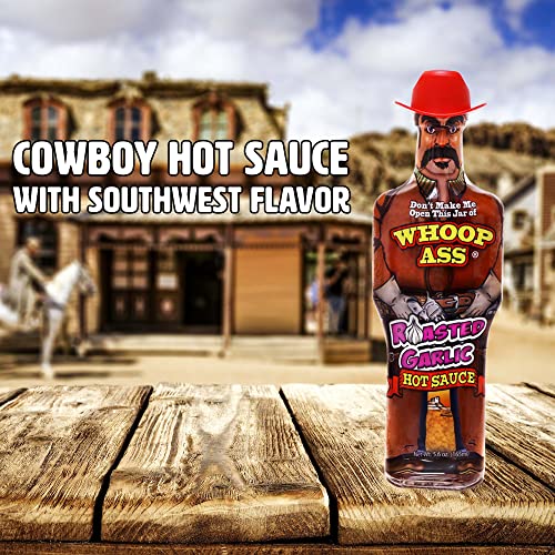 WHOOP ASS Cowboy Roasted Garlic Hot Sauce - 5 oz – Try if you dare! – Perfect Gourmet Gift for the Steak Sauce Fan