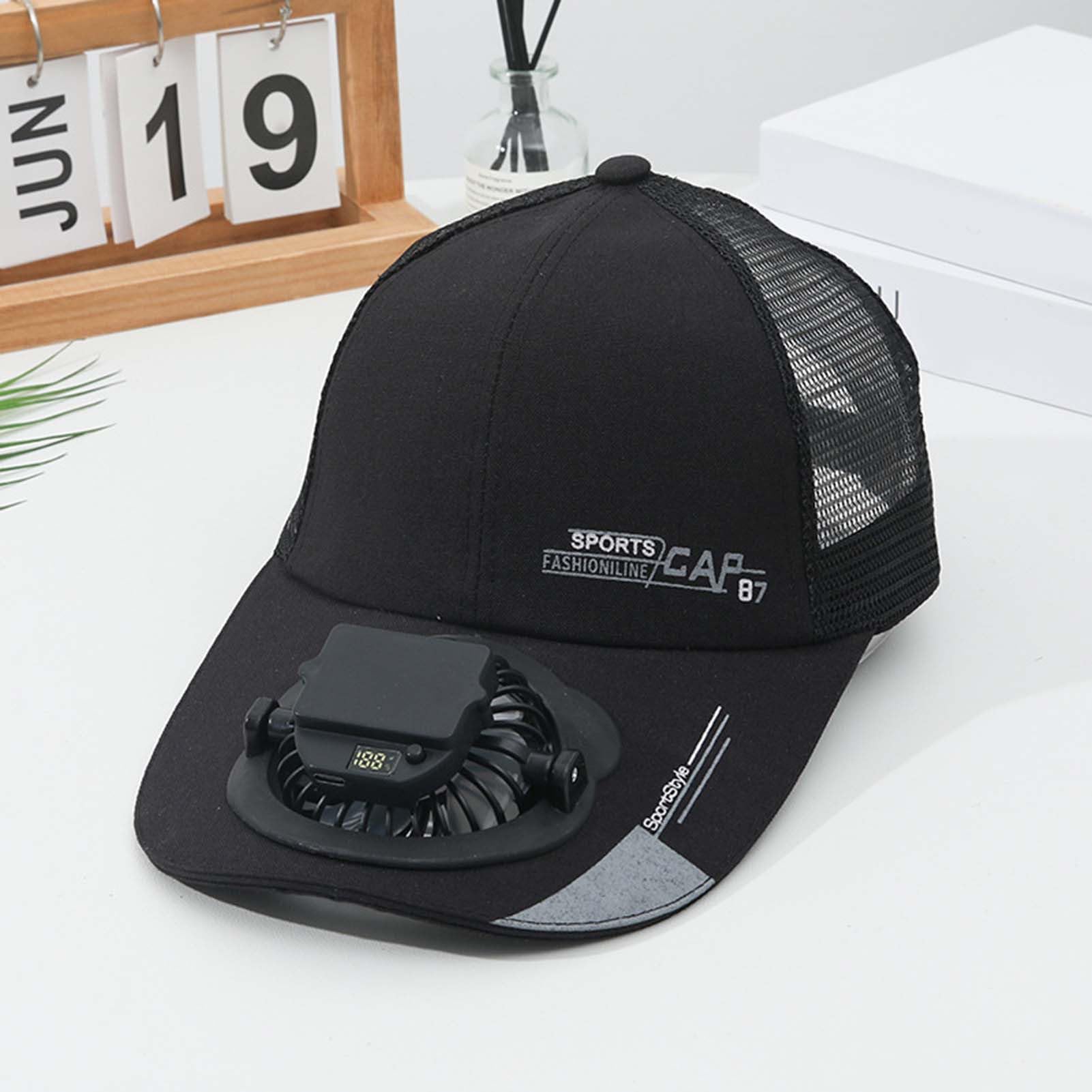 Ventilator Sonnenhut | USB-Aufladbare Schirmmütze mit Ventilator,3-Stufen Digitale Anzeige Sonnenschutz Kopfbedeckung für Damen Herren Radfahren Wandern Camping Angeln