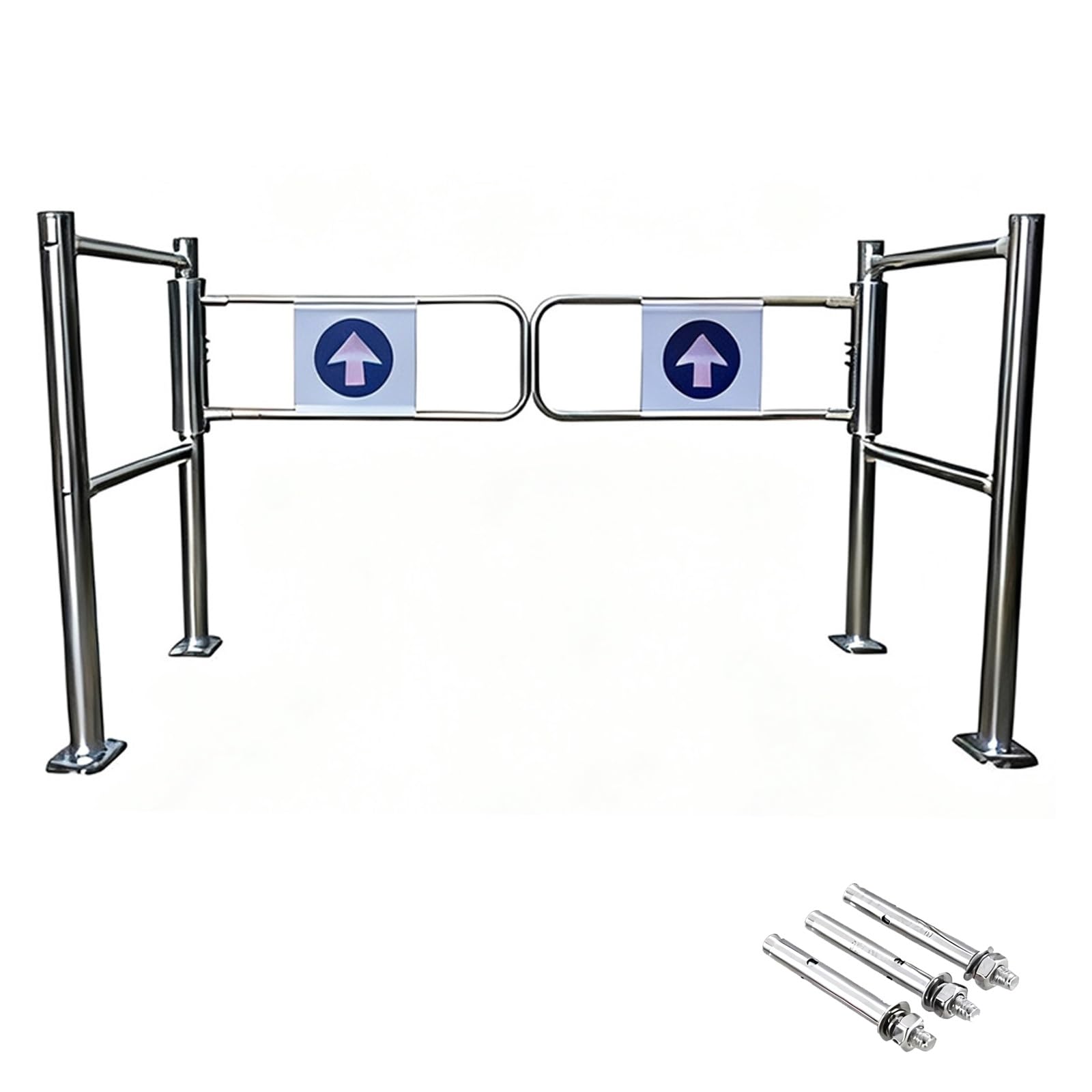 Automatyczna jednokierunkowa brama skrzydłowa ze stali nierdzewnej, metalowa brama dwuskrzydłowa o połowie wysokości (180 cm x 102 cm) - odporna na warunki atmosferyczne