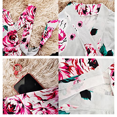 Image of SUFEINI Maternity Robes and Matching Swaddle Blanket Set, Women Mommy Postpartum Robe Hospital Labor and Delivery Gown