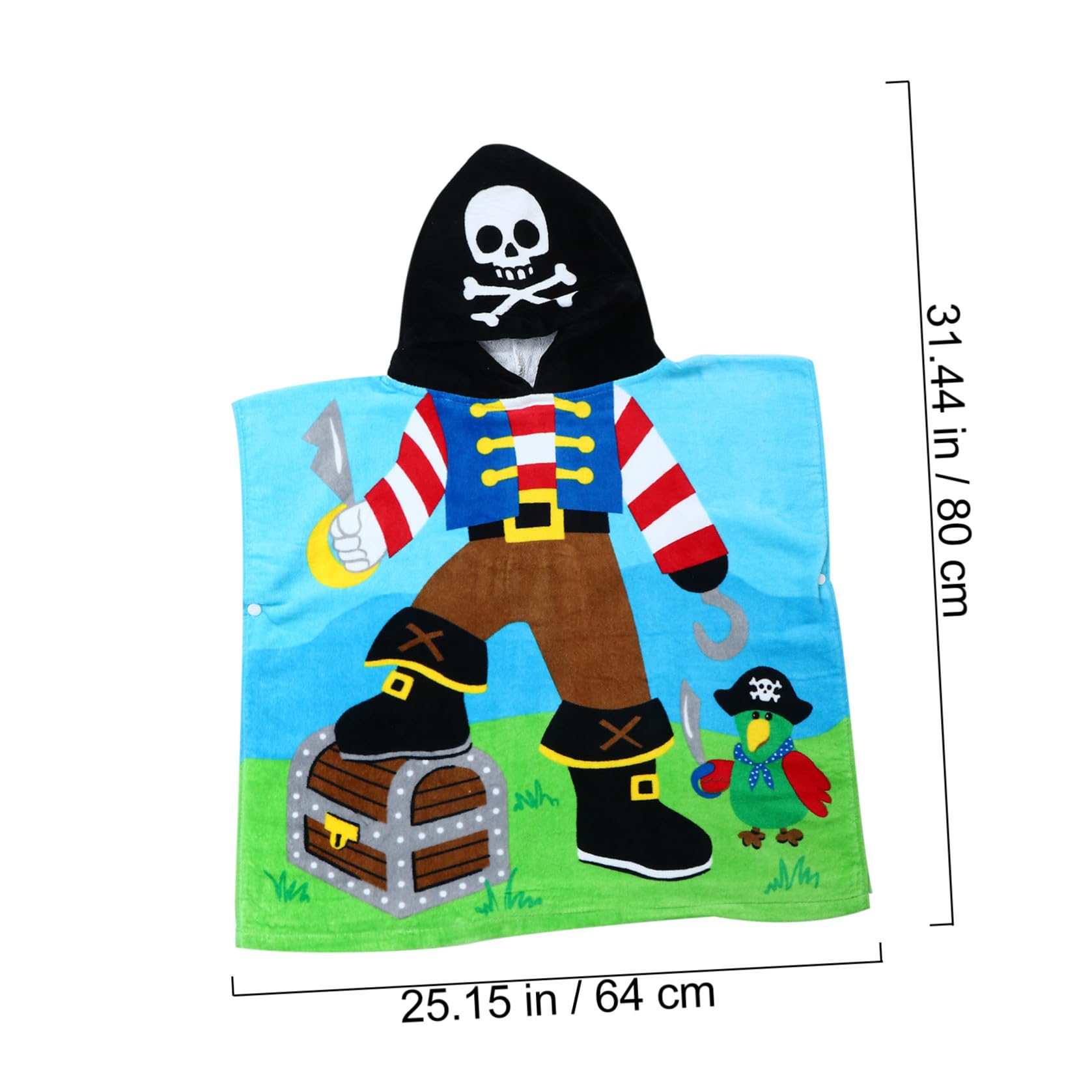 GANAZONO Kinderbademantel mit Kapuze, 1 Stück, Baumwolle, Piratenmotiv