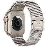 コンパチブル チタニウムミラネーゼループ for apple watch バンド チタニウム製 アップルウォッチ バンド 無段階調節 apple watch Ultra3/Ultra2/Ultra/10/9/8/7/6/5/4/3/2/1 38mm 40mm 41mm 42mm 44mm 45mm 46mm 49mm