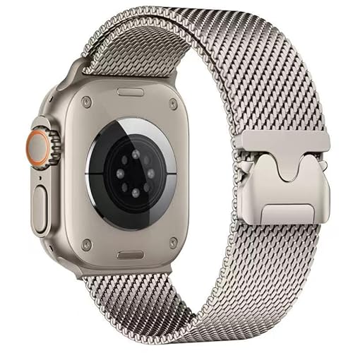 コンパチブル チタニウムミラネーゼループ for apple watch バンド チタニウム製 アップルウォッチ バンド 無段階調節 apple watch Ultra3/Ultra2/Ultra/10/9/8/7/6/5/4/3/2/1 38mm 40m