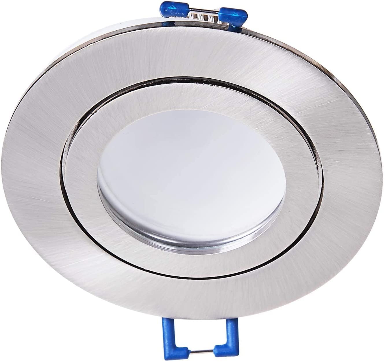 3x LED Einbaustrahler rund Edelstahl-gebürstet 5W warmweiß flach 230V – Einbauleuchte IP44 auch für Bad, Außenbereich – Bohrloch Ø65mm Badezimmer Decken-Spot Badeinbaustrahler