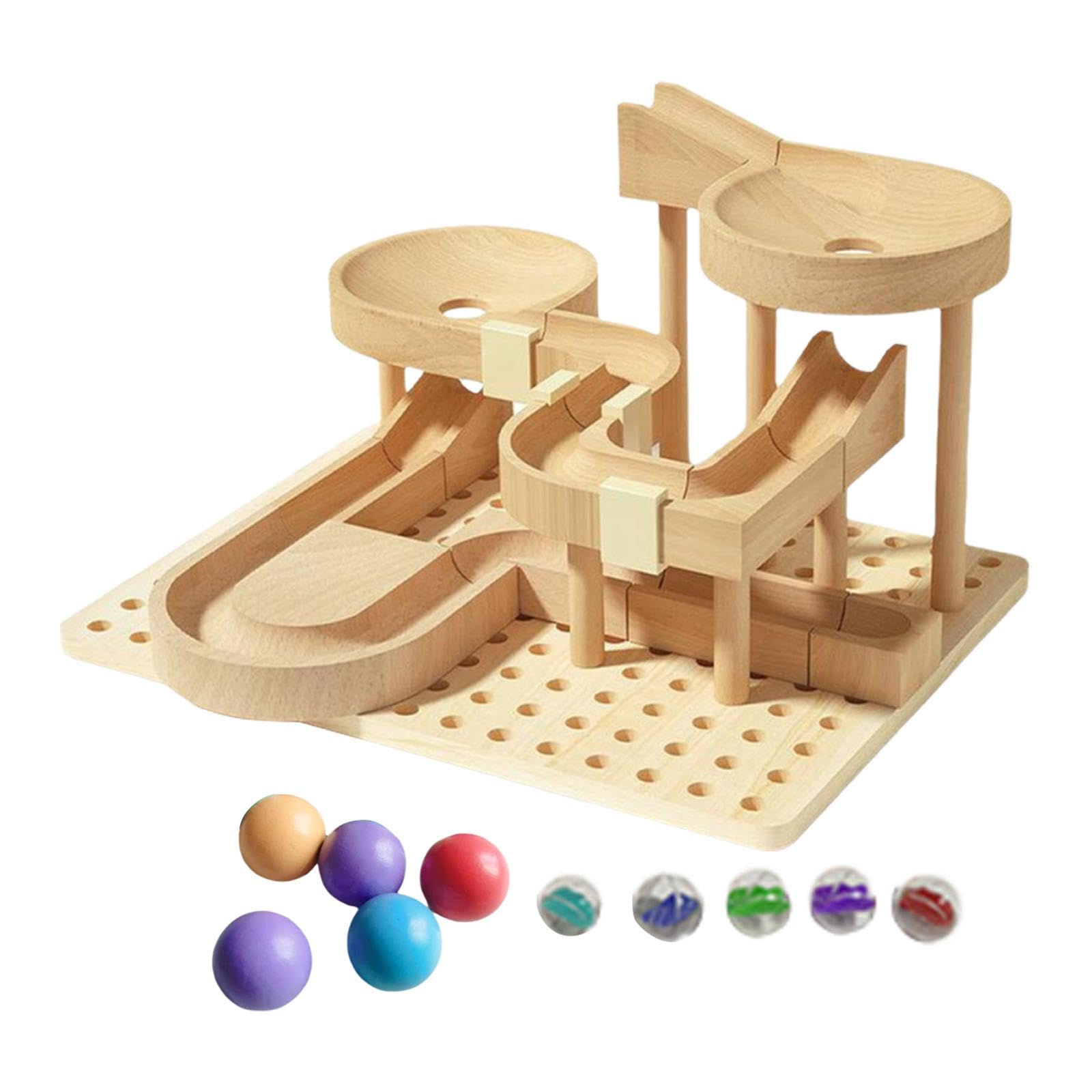 ATORSE™ Wooden Marble Run Blocks Wood Building Blocks Toys for Age 4-8 Kids Children Track Ball|Toys & Hobbies-picture-23