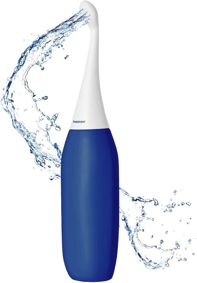 HappyPo The Original Butt Shower - Portable Bidet - The Easy-Bidet 2.0 Replaces Wet Wipes and Shower Toilet - Portable Bum Spray for Travel - Dark Blue