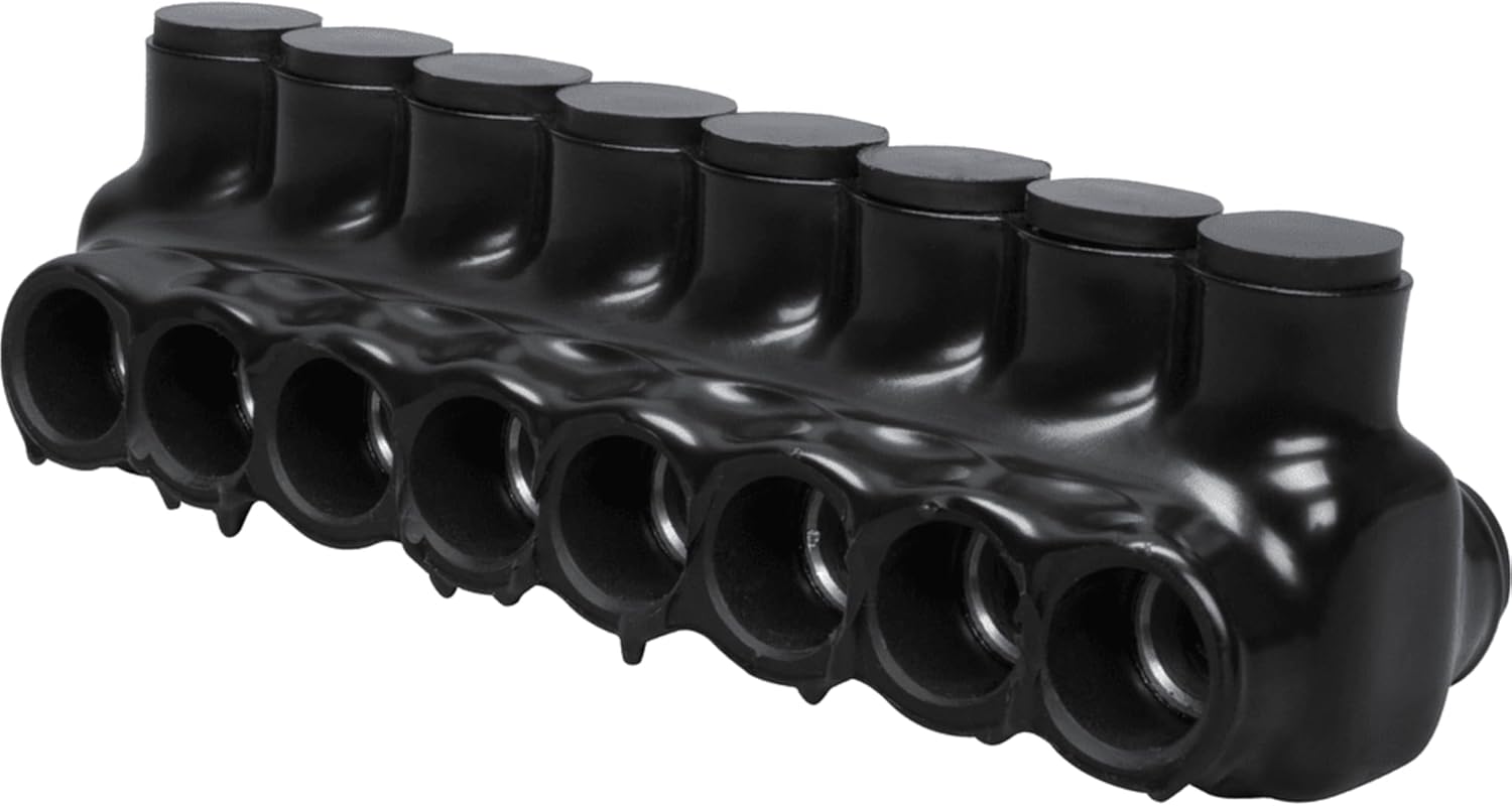 8 Wire Polaris 250 MCM - 6 AWG Insulated Multi-Cable Connector Block, Either Side Wire Entry