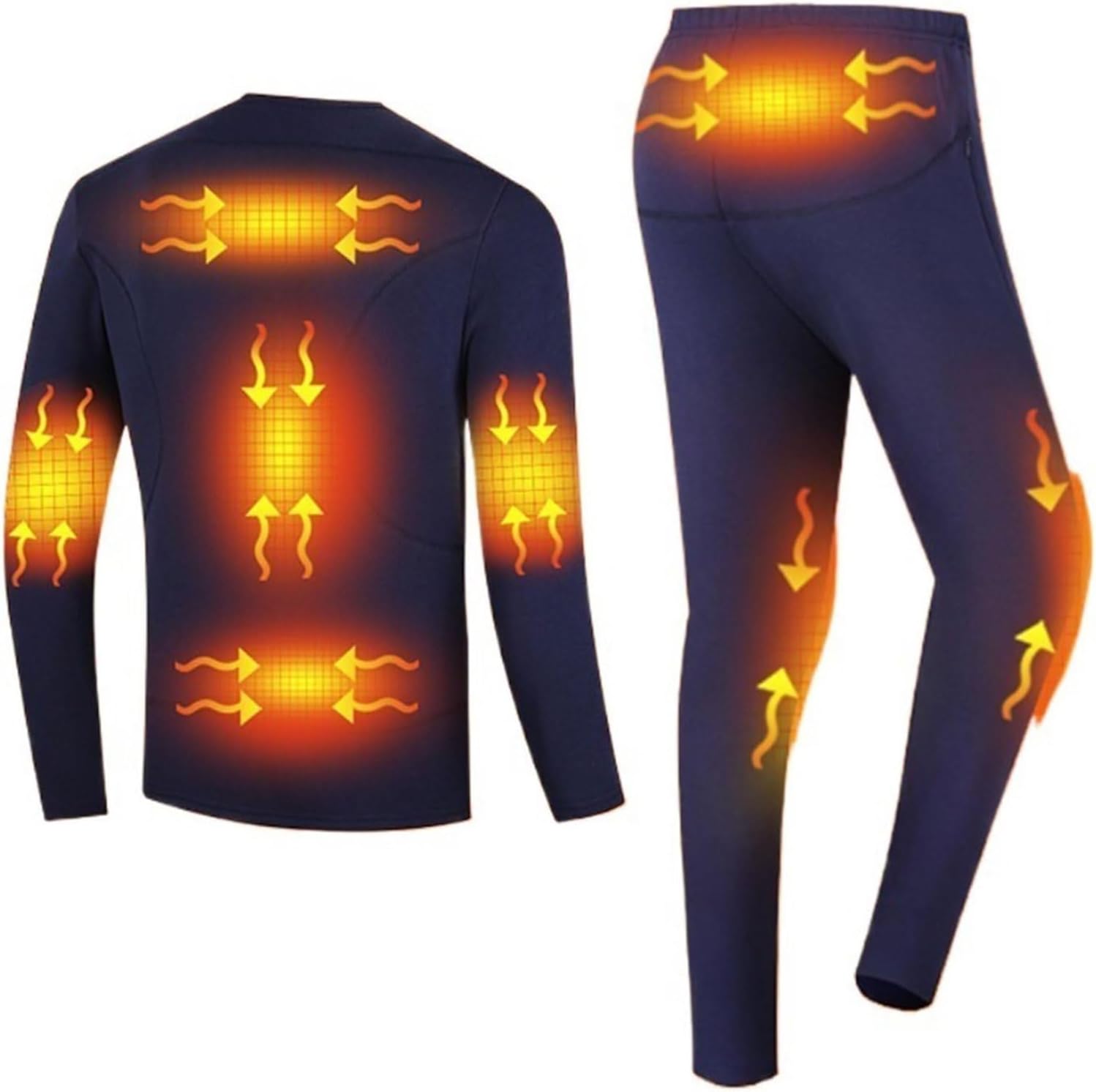 Men's Heated Thermal Underwear,Electric Heated Tops and Pant with 8 Zones,Warm Underwear for Winter Cold Weather, No Battery