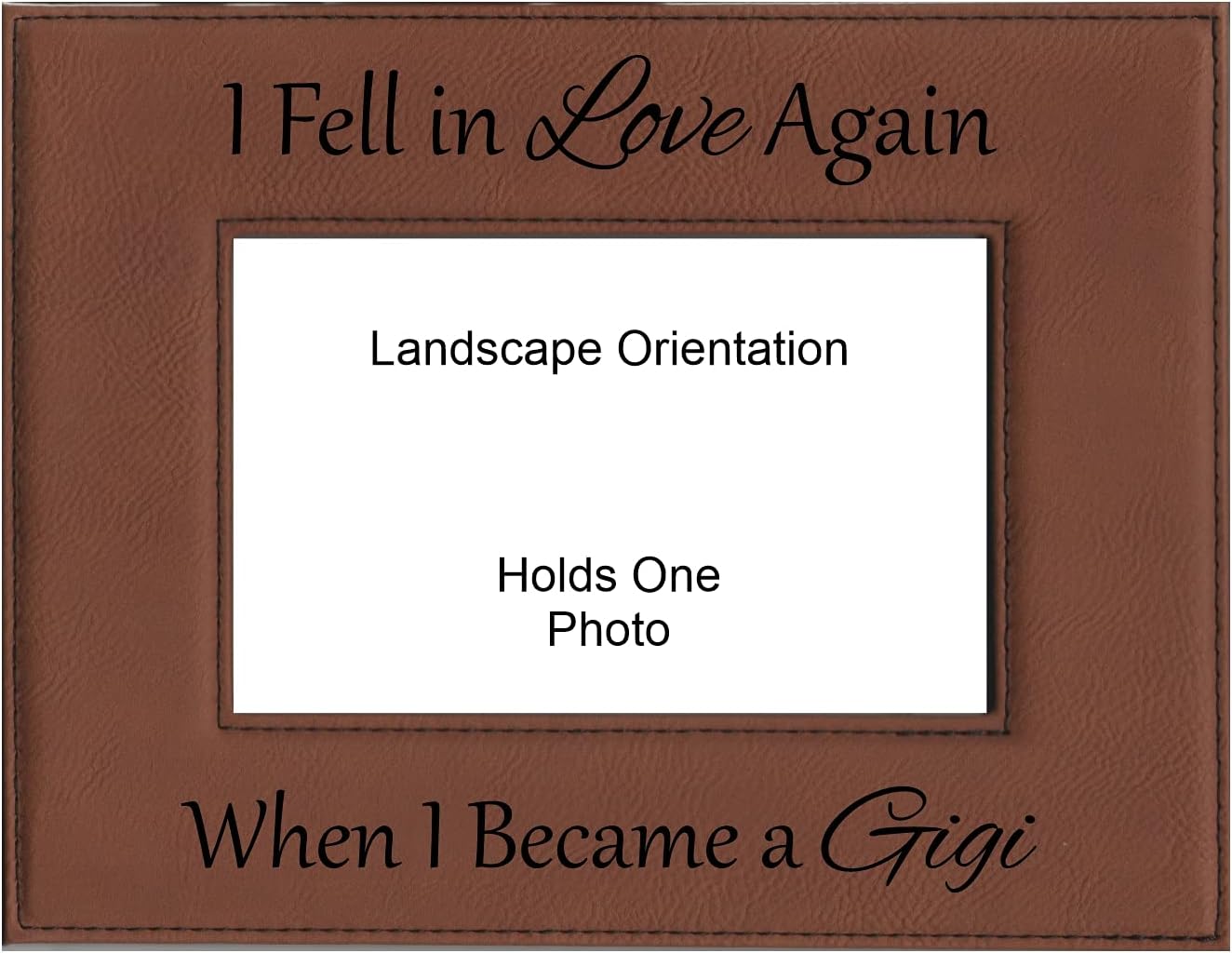 Gift for Grandma Fell in Love Again When I Became a Gigi Engraved Leatherette Picture Frame Mothers Day (4x6 Portrait, Gray)