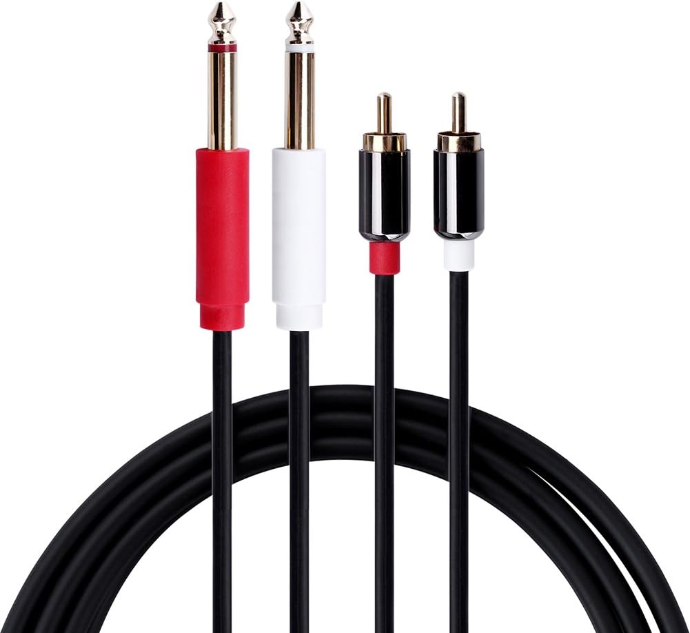 Dual 1/4 Inch to Dual RCA Audio Cable(6FT) - GHWL Male 6.35mm 1/4" Phono Mono to RCA Connector Wire Cord Plug Jack