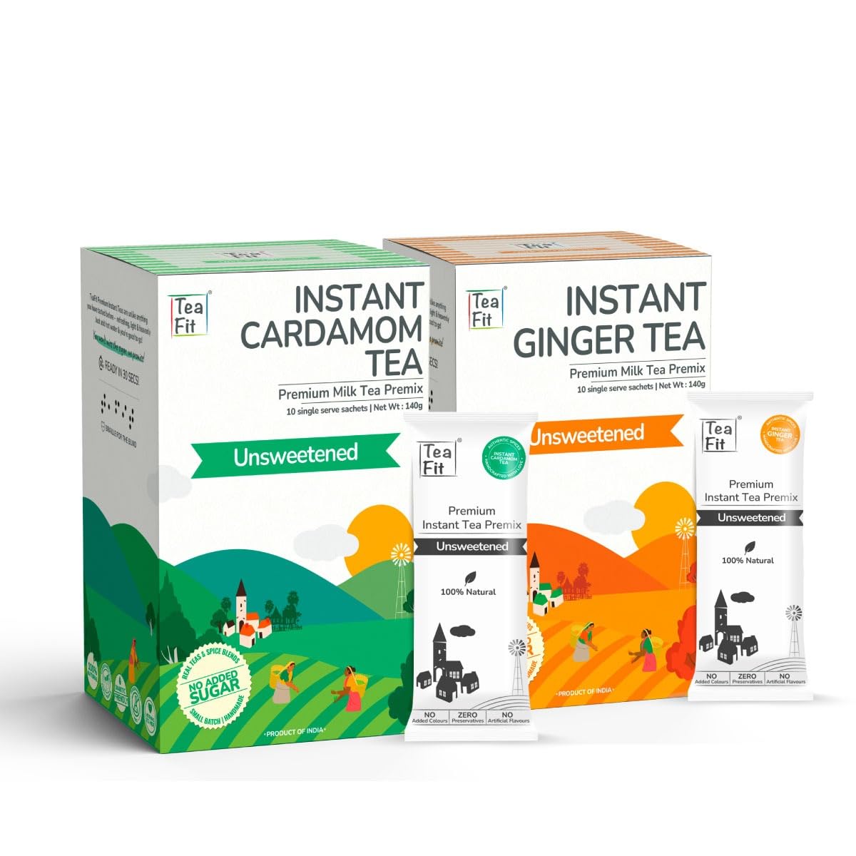 TeaFit Premium Zero Sugar Instant Cardamom & Ginger Tea Pack (10 Sachets each) | Instant Milk Tea Premix | Strong Elaichi & Adrak Kadak Chai | Ready to Drink | Diabetic Friendly | Instant Tea Premix | Tea Powder (B0CXSRPZN5) Amazon Price History, Amazon Price Tracker