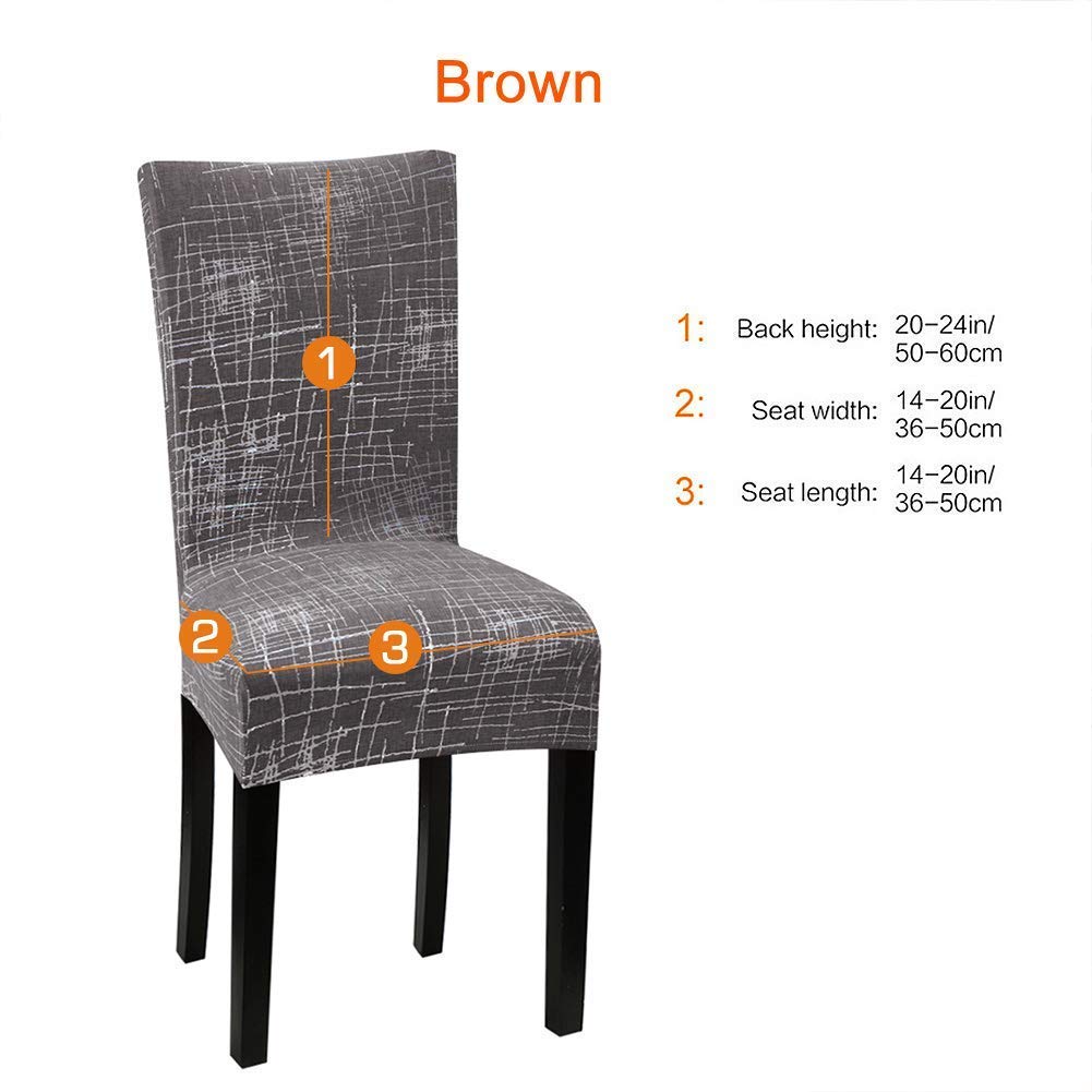 Junyito Housse De Chaise Extensible Frifer 4/6 Pièces Housses De Chaise Haut Dossier Elastiques Housse De Protection Pour Salle à Manger Hôtel (E-Fleur Marron/Noire, 4 Pièces