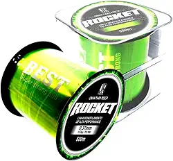 JR Pesca Linha Monofilamento Rocket 500m Verde 0,37mm 13,5kg com Box Transparente Pesca Esportiva