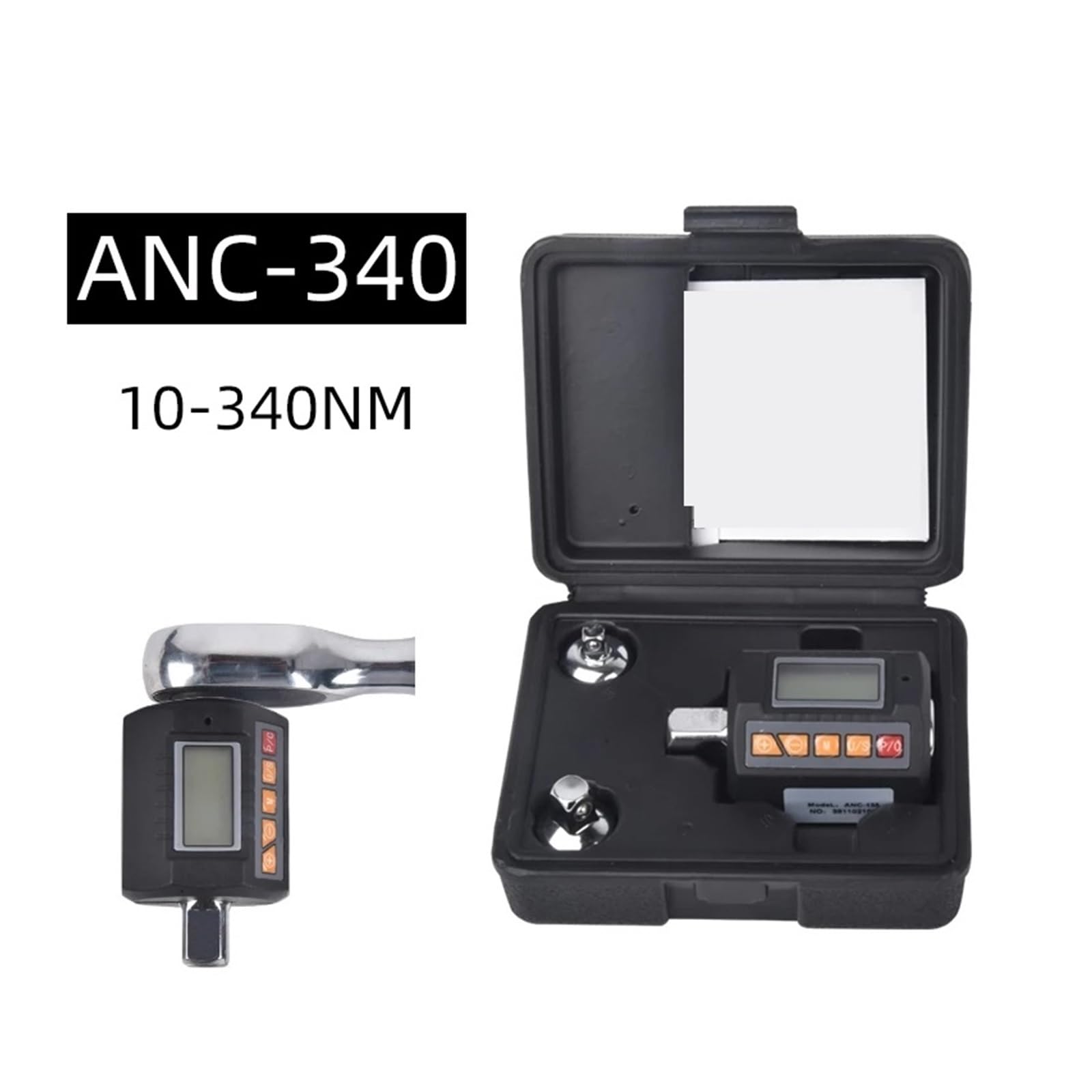 EDEDE Dinamometrica Digital, 1/2 1/4 "3/8" 340NM Juego de adaptadores de par Digital Medidor de par Digital Probador de medidor de Llave dinamométrica