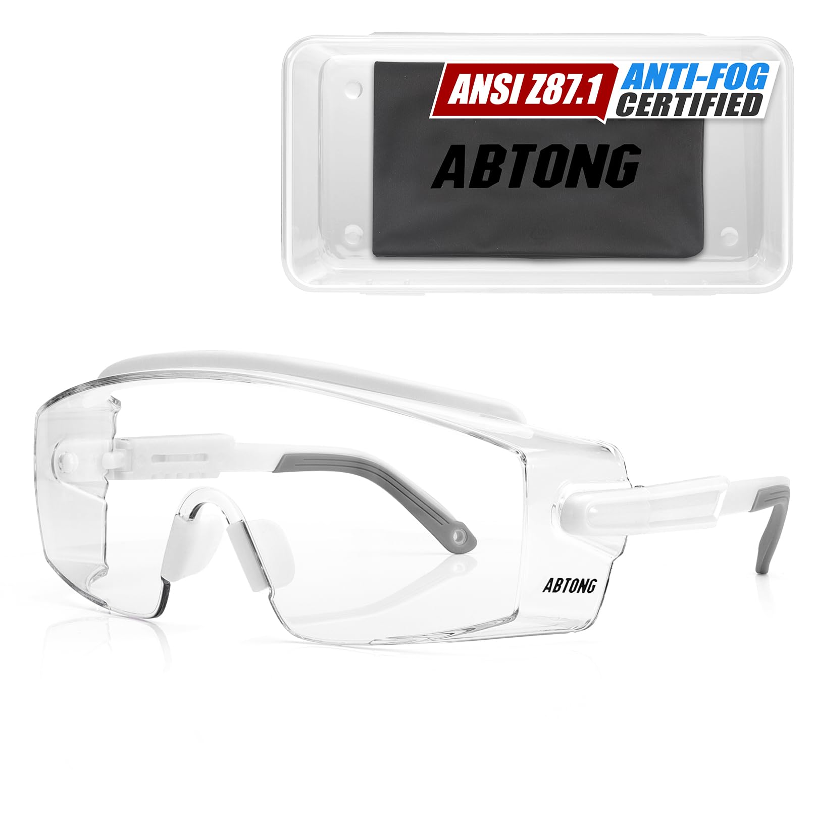 Anteojos de seguridad antivaho, ANSI Z87.1 anteojos de seguridad con lente envolvente transparente y patillas ajustables