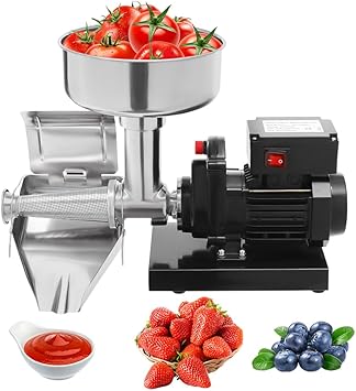 Electric Tomato Strainer Machine 110V Tomato Sauce Maker Machine 450W Commercial Tomato Grinder Food Extruder Stainless Steel Food Press for Tomato Strawberry Blueberry Sauce