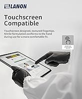 Vista 6 de LANON - Guantes desechables de nitrilo negro de 6 mil, aptos para alimentos, resistentes, puntas de los dedos texturizadas, sin látex, talla L