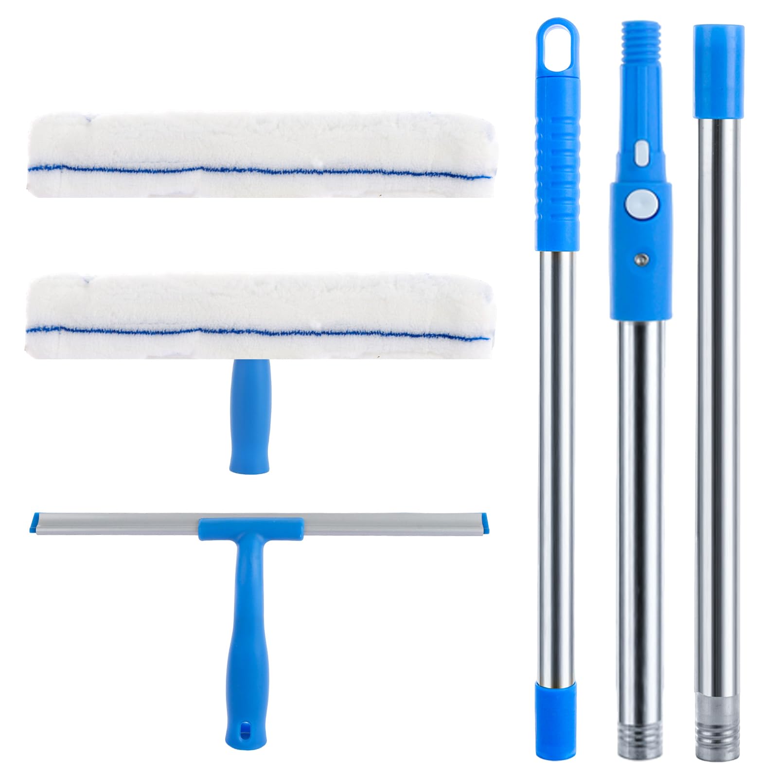 ASelected 2 in 1 window cleaner set Window cleaner with telescopic handle (130 CM) Window cleaner wiper for glass window cleaning, shower and glass door cleaning