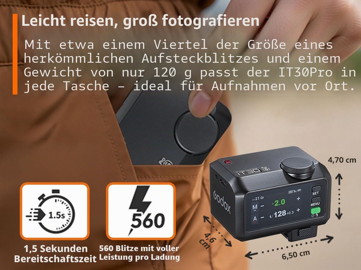 GODOX IT30PRO S Kamera Blitz, IT30 PRO S Mini Blitzgeräte, 2.4G TTL HSS 1/8000s Flash, Kompatibel mit Sony Alpha a7III a7CII a7IV a7C a7RV a7 a7SIII a6700 a6400 a6600 ZV-E10 II a6100