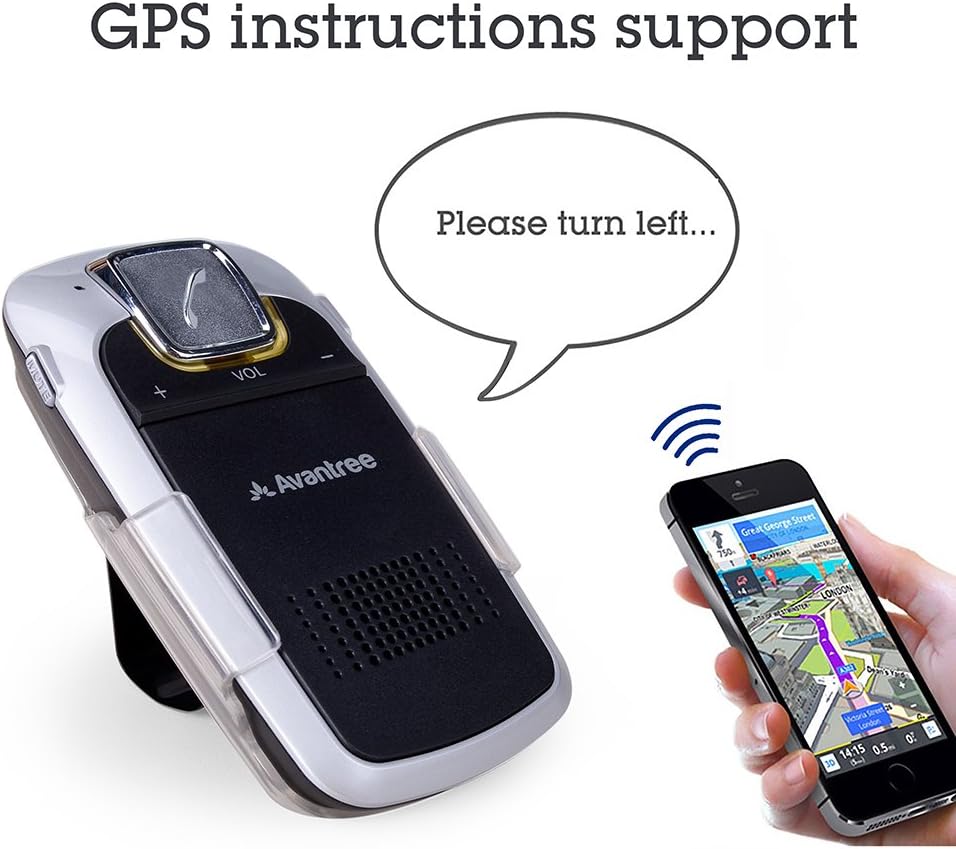 Avantree 18P Sunday Solar Charging Bluetooth Hands Free Visor Car Kit, for Handsfree Call, GPS, Music, Wireless in-Car Speakerphone, Connect Two Phones