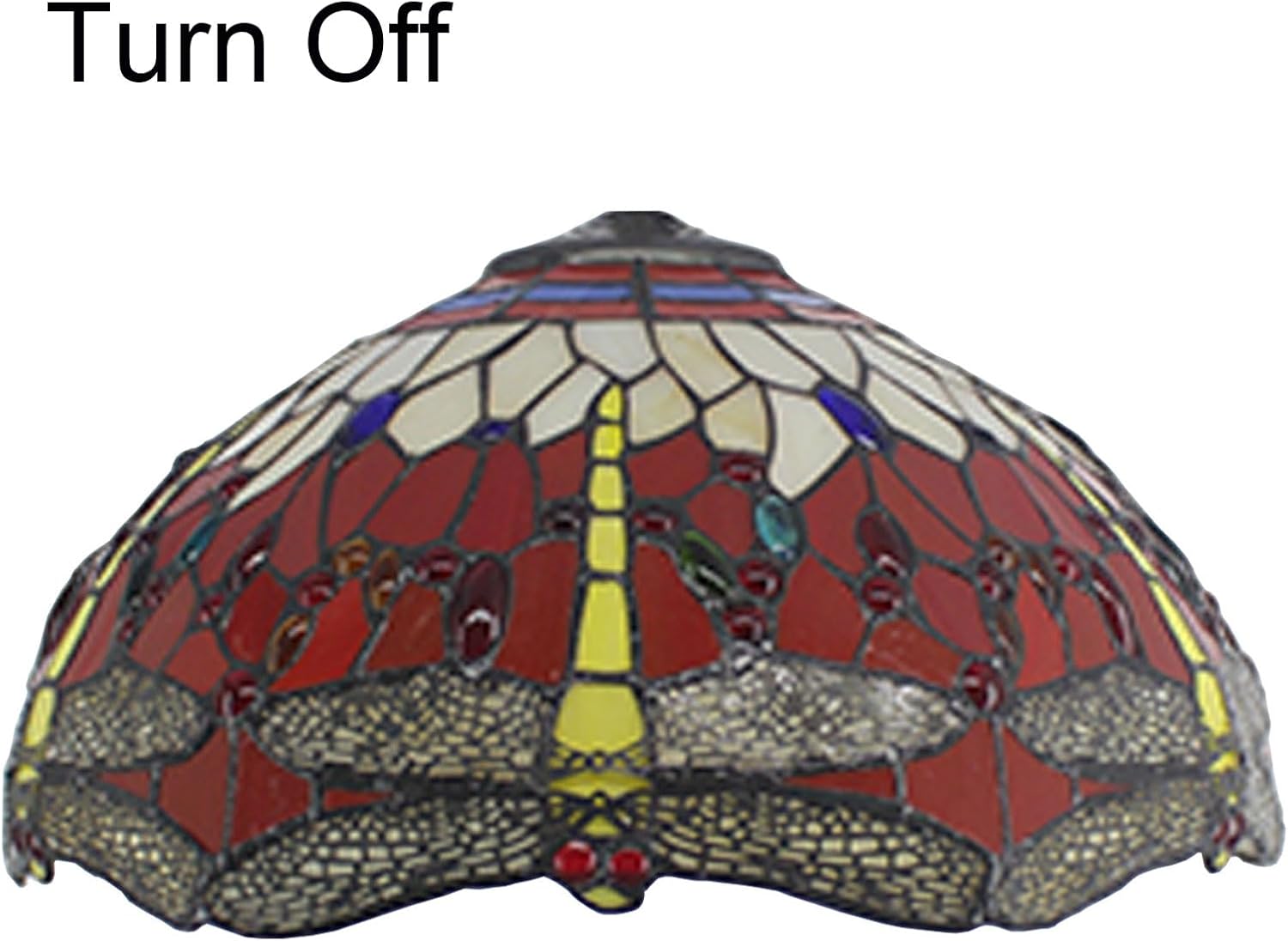 Tiffany Lamp Shade Replacement 16X8 Inch Red Dragonfly Stained Glass Bead Lampshade Only with Cap Vintage Home Decor Light Cover Fit for Table Lamp Pendant Light Floor Lamp Ceiling Fixture