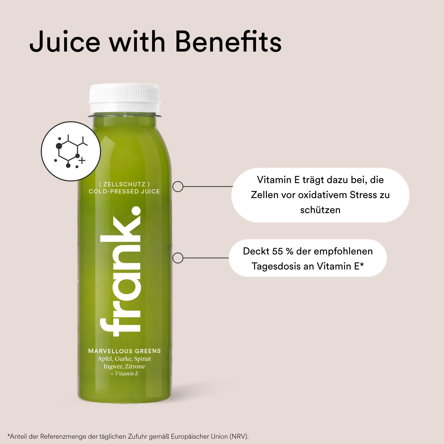 FRANK JUICE MARVELLOUS GREENS – kaltgepresster veganer Saft | 12 x 330 ml | Aus Fruchtsäfte & Gemüsesäfte mit Apfel, Gurke, Spinat, Ingwer und Zitrone, inkl. EINWEG-PFAND 3€