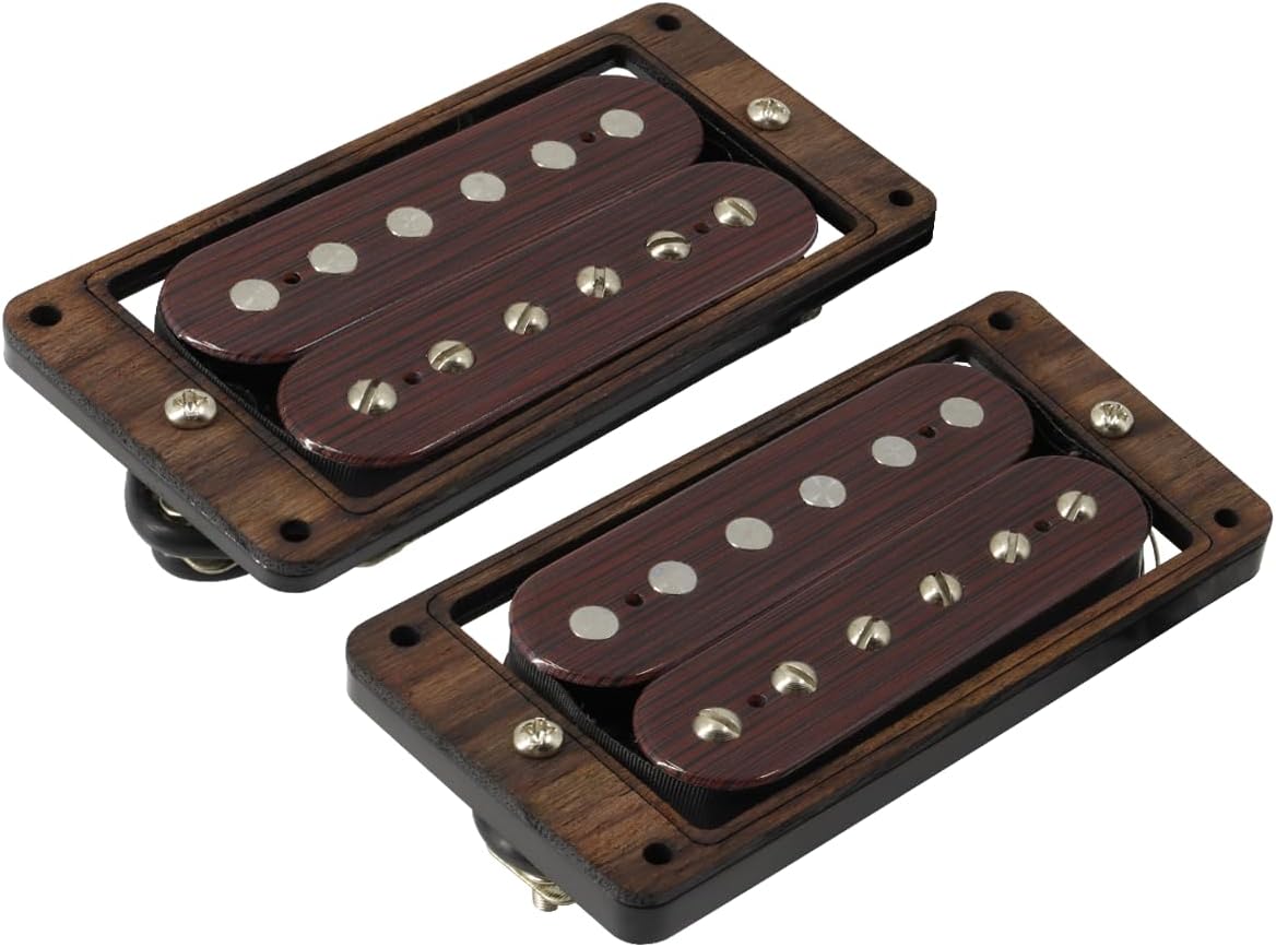 High Output Guitar Humbucker Pickup Set Double Coil Alnico 5 Pickup Electric Guitar Parts Replacement Neck and Bridge Set Rosewood with Larger Pole Pieces for Guitar 14.2K/17.1K, Black