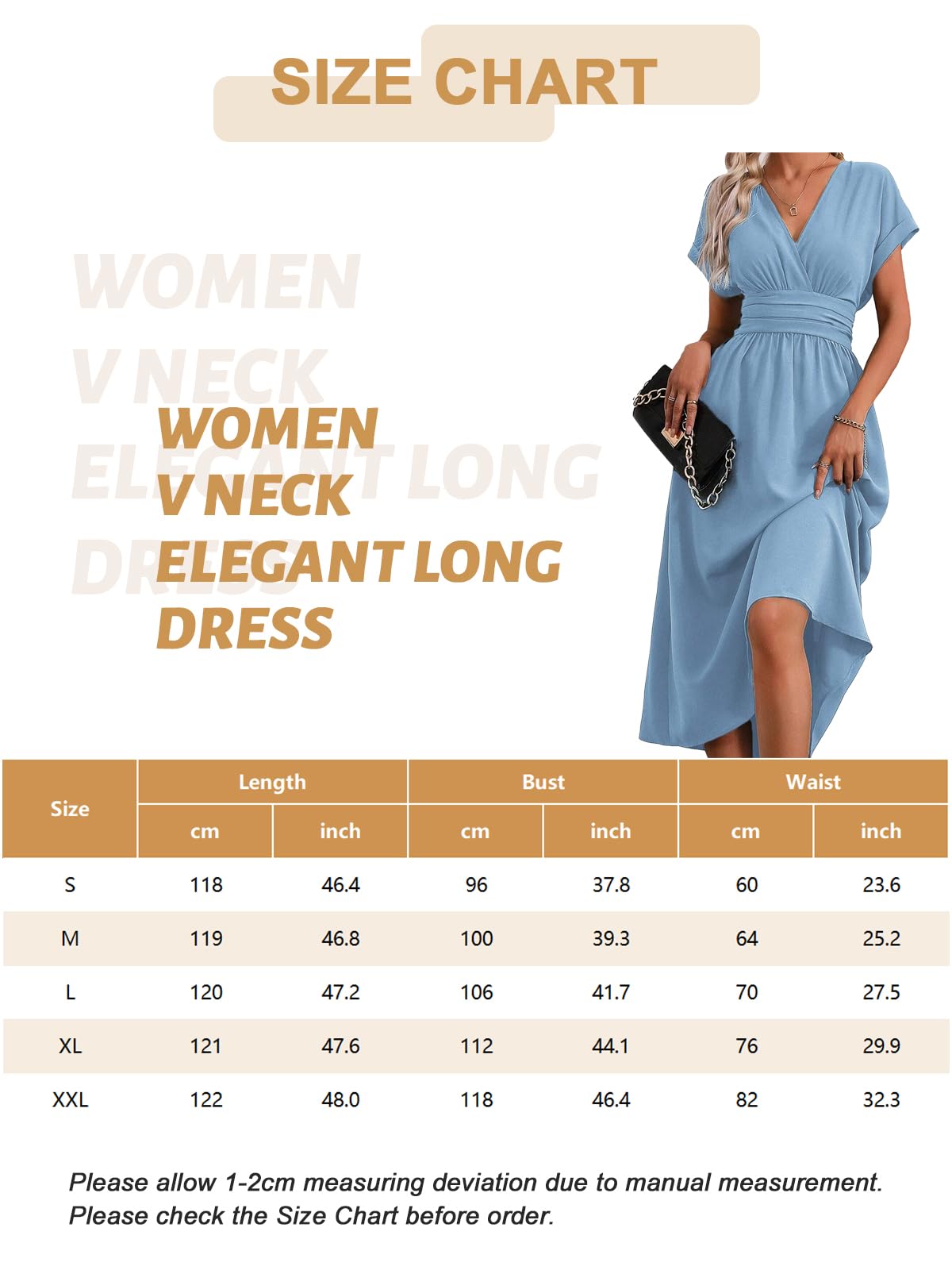 LIAMERHE Vestido Primavera/Verano Manga Corta/Larga Mujer Casual Vestidos Largos Cuello en V Elegante Plisado Vestido Línea A Vestido Largo para Fiesta en Playa