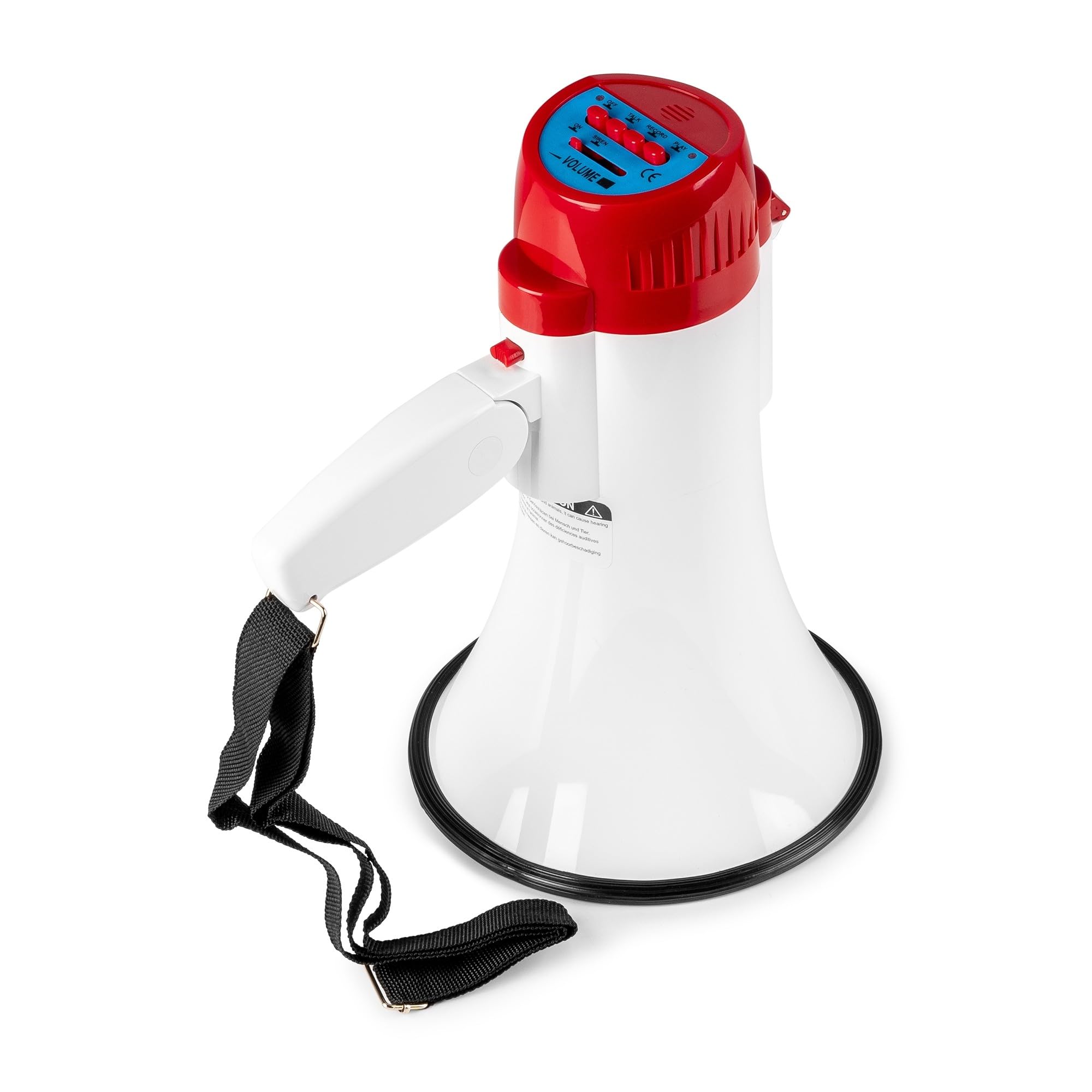 VONYX MEG020 Mégaphone Compact 20W, Idéal pour Manifestations et Matchs Sportifs - Jusqu’à 700 Mètres, Fonctions Enregistrement et Sirène, Poignée avec Dragonne, Réglage du Volume