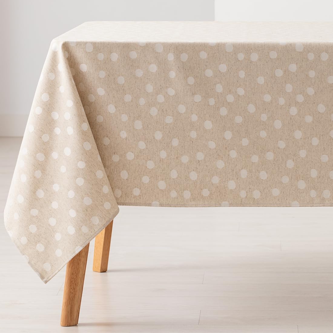 GAMUSI Mantel Antimanchas Mesa Rectangular Puntos pequeños Liso Jacquard Impermeable 140x180 cm, Tacto Tela, Color Lino