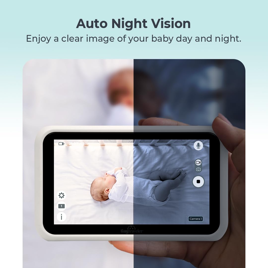 Tiny Traveler Baby Car Monitor HD Touch Screen da 5 pollici – Hackproof, No WiFi Baby Camera per viaggio a casa – Monitor posteriore per seggiolino auto con visione notturna poggiatesta o morsetto