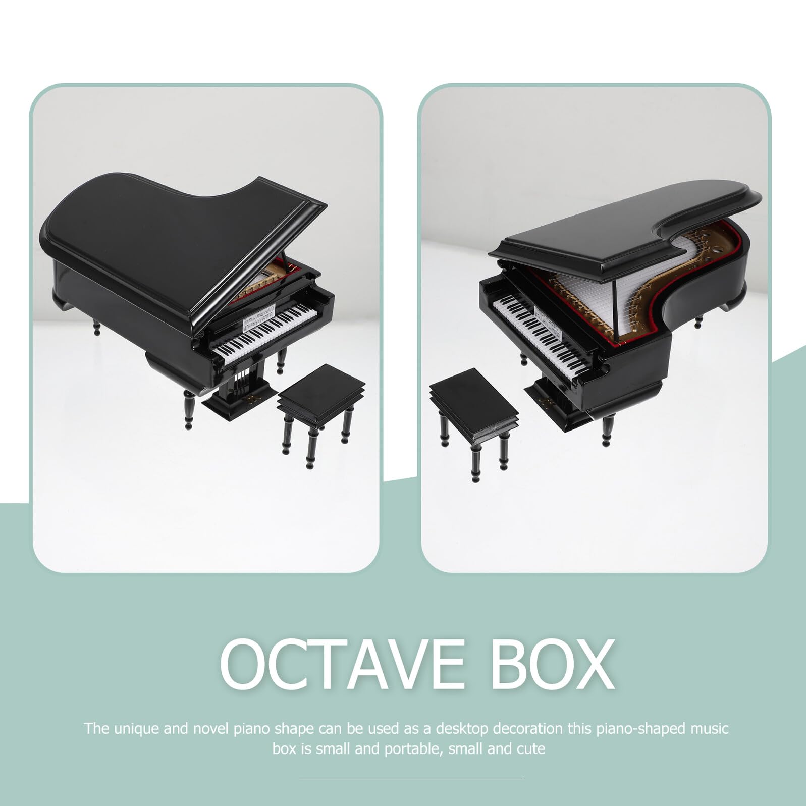 ERINGOGO Carillon a Forma di Mini Pianoforte Nero Riproduzione Portatile 20X14X11 CM Suoneria Decorazione da Scrivania per Regalo di Compleanno e Ufficio