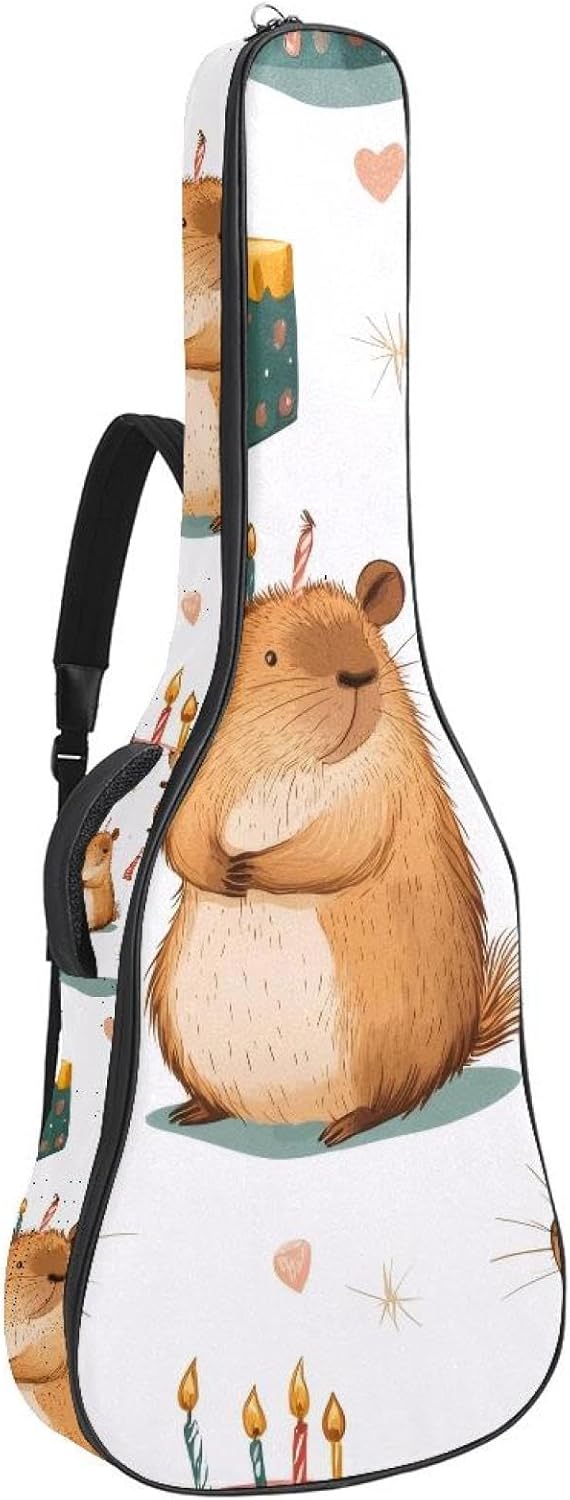 40 41 42 Inch Acoustic Guitar Bag, 0.4 In Thick Sponge Padded Guitar Case Gig Bag with Back Hanger Loop and 2 Pockets, Flowers Seamless Floral