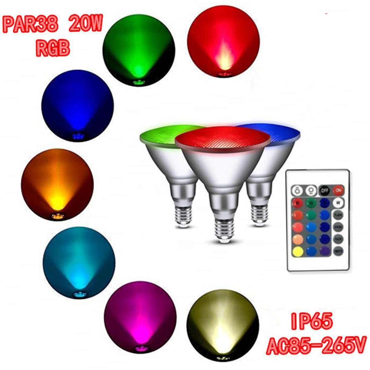 Angoily Focos Led Bombilla De Foco Led Rgbw Para Exteriores Con Controles Remotos Para Iluminación De Escenarios
