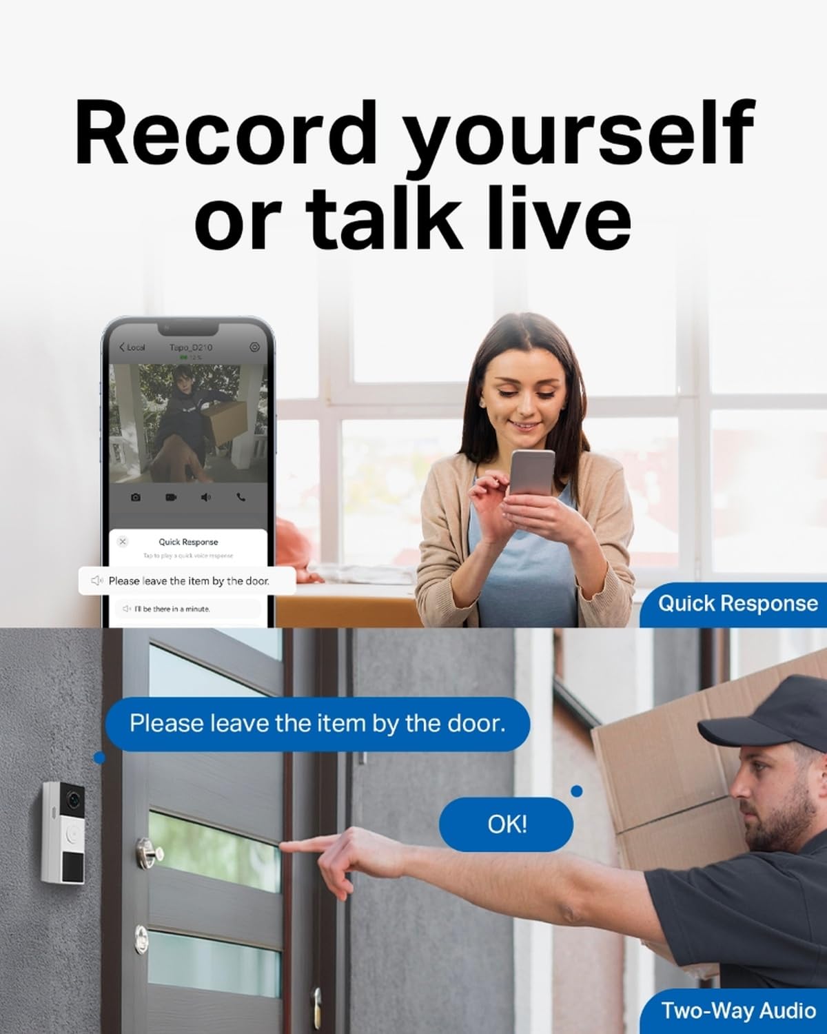 Tapo D210 Smart Video Doorbell - 2K, Night Vision -7