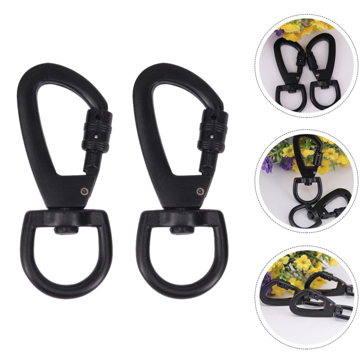 4pcs Zinc Alloy Black Swivel Hooks with D-Shaped Buckles, Lightweight and Sturdy Trigger Snaps for Dog Collar Leash, Key Chains, Bags, and Outdoor Camping Accessories
