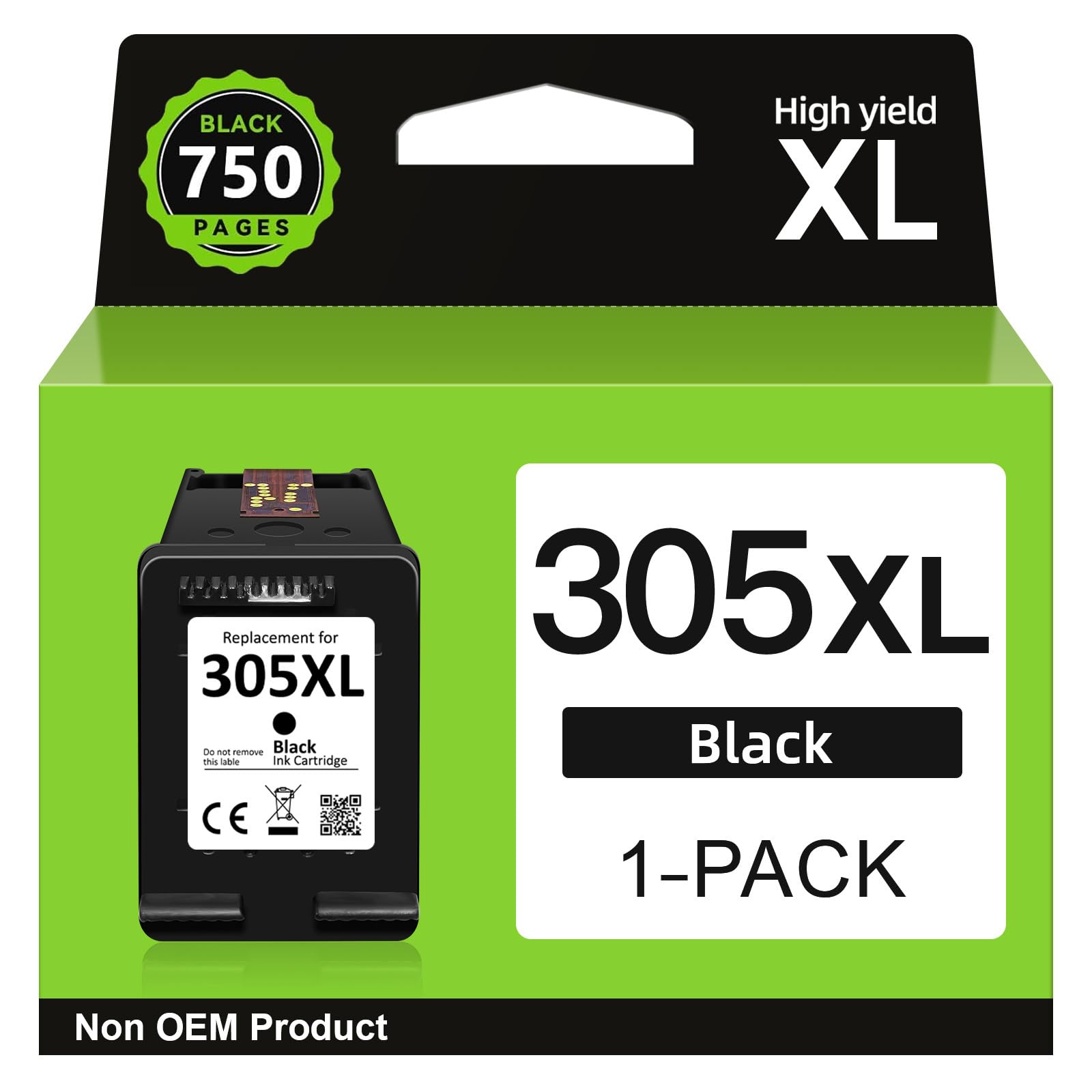 Sunnieink Tinta 305 Negro, Cartuchos 305 Reemplazo para Tinta Impresora 305 XL Negro, Cartucho Tinta 305 Compatible con DeskJet 2700 2720 2710 2300 Plus 4120 4100 4110 Envy 6000 6032 6020 Pro 6400