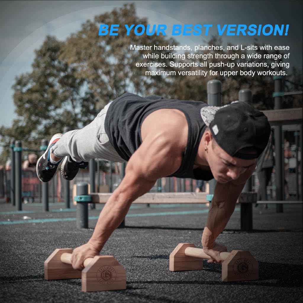 Calisthenics Starter Set – Fitness-Set für Anfänger mit Parallettes, Gymnastikringen, AB Roller, Wrist Wraps, Springseil und 3 Widerstandsbändern – Perfekt für Heim- und Outdoor-Workouts
