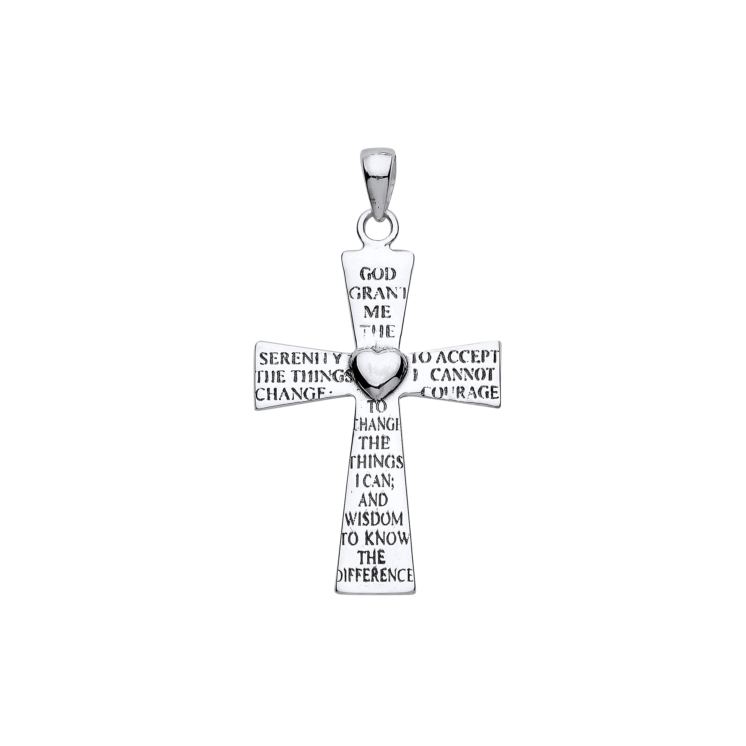 J R JewellerySilver Serenity Prayer Cross Pendant 925 Hallmark All Chain Lengths
