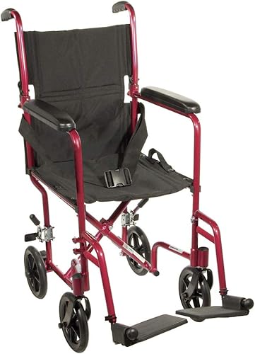 Drive Medical Silla de ruedas de transporte de aluminio ligera de lujo color negro 17 pulgadas Drive Medical Silla de ruedas de transporte de aluminio ligera de lujo color negro 17 pulgadas