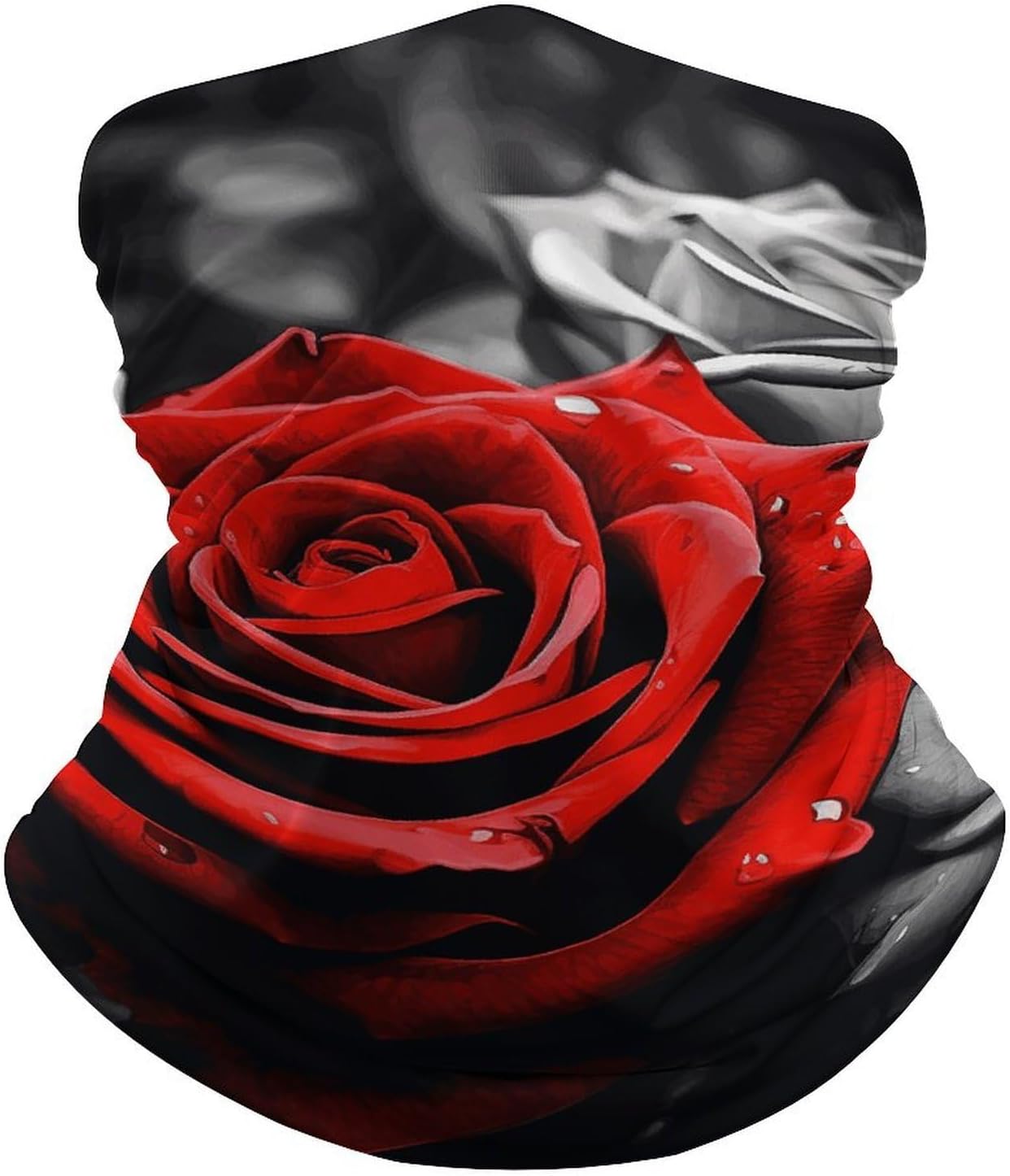 Black White And Red Roses Neck Gaiter UV Protection Polyester Face Gaiter Breathable Quick Dry Head Wrap Multifunctional Stretchy Seamless Bandana for Outdoor Cycling Hiking Skiing Running