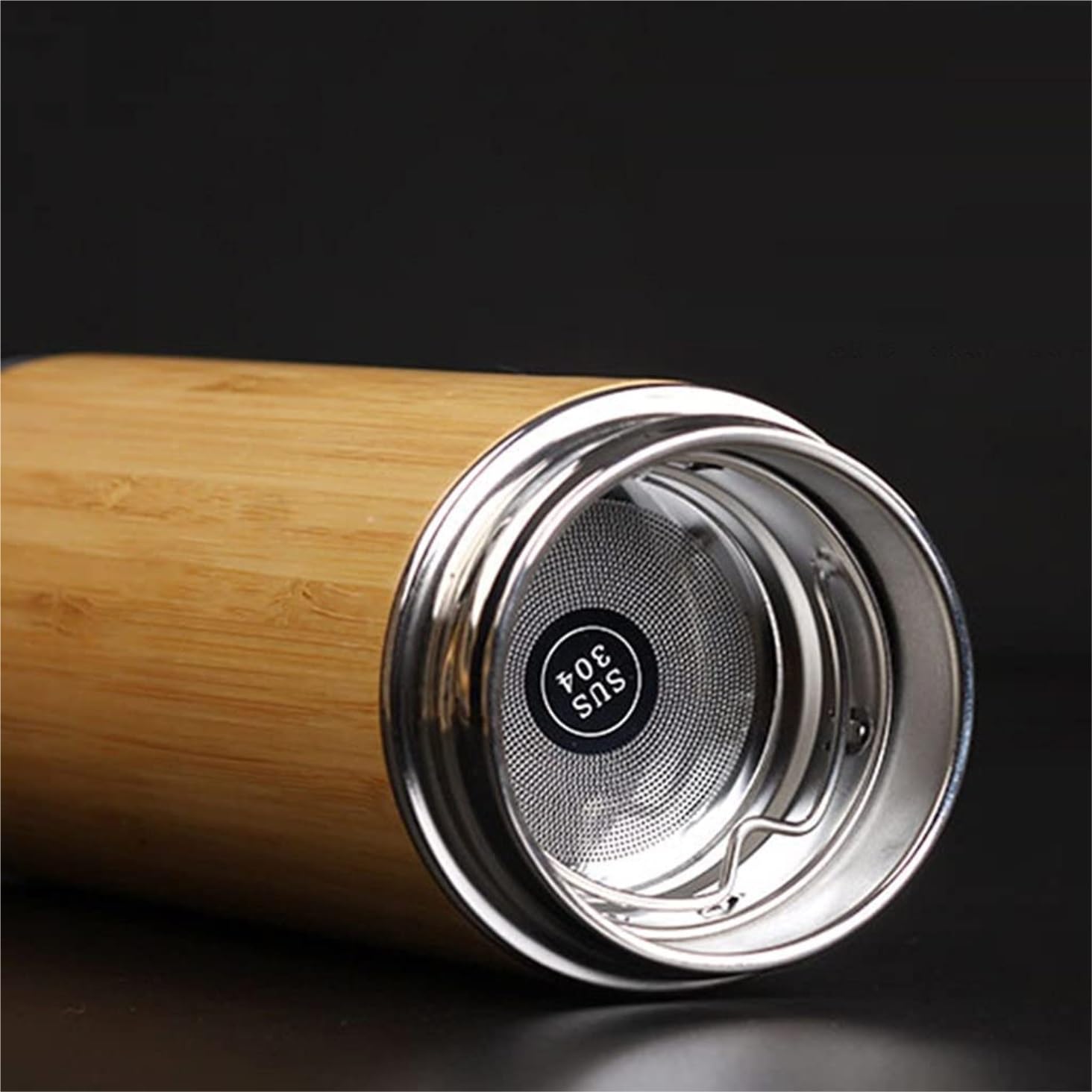 Butelka,Szczelna Naturalny Bambusowy Kubek Termiczny Butelka Ze Stali Nierdzewnej Termosy Kubek Do Herbaty Napoje(450ml)