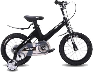 Axdwfd Kids Bike 14in, 16in, 18in High Carbon Steel Children's Bicycle With Training Wheel Gift For 3-13 Years Old Boys And Girls，Black Bicycle