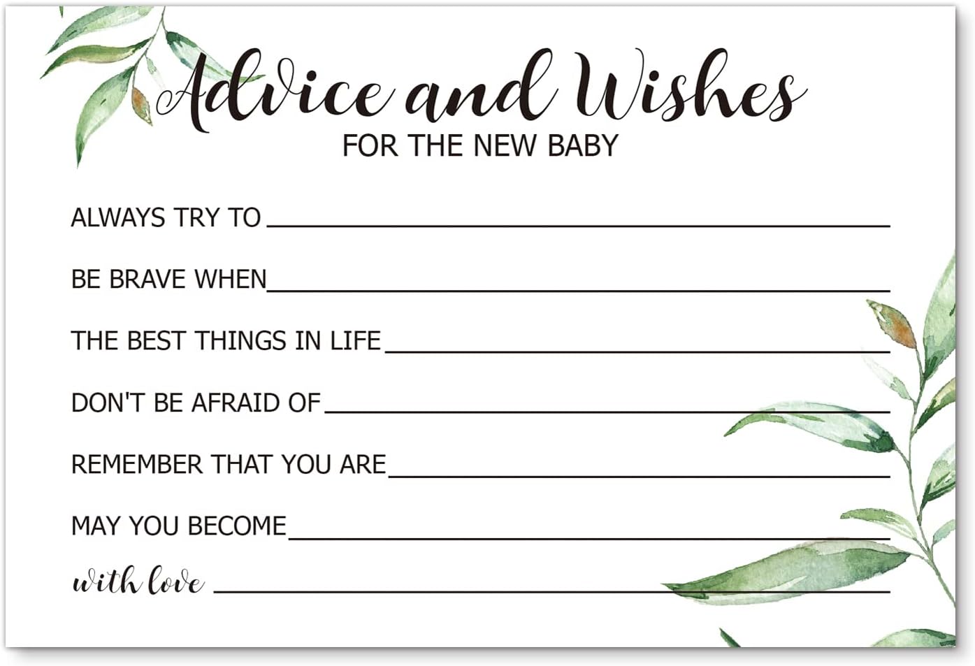 50 Pack Advice and Wishes Cards for Baby, Wishes for Baby Cards, Baby Shower Advice and Wishes Cards, Baby Shower Game, 4x6 Inch