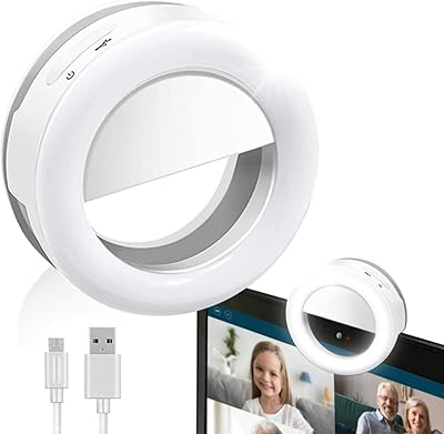 [2pack] LimoStudio LED Portable Mini Selfie Ring Light for Smartphone, Camera Light for iPhone, iPad, Samsung Galaxy, Brightness Level Control, Rechargeable USB Cable, Cleaning Cloth, AGG3105