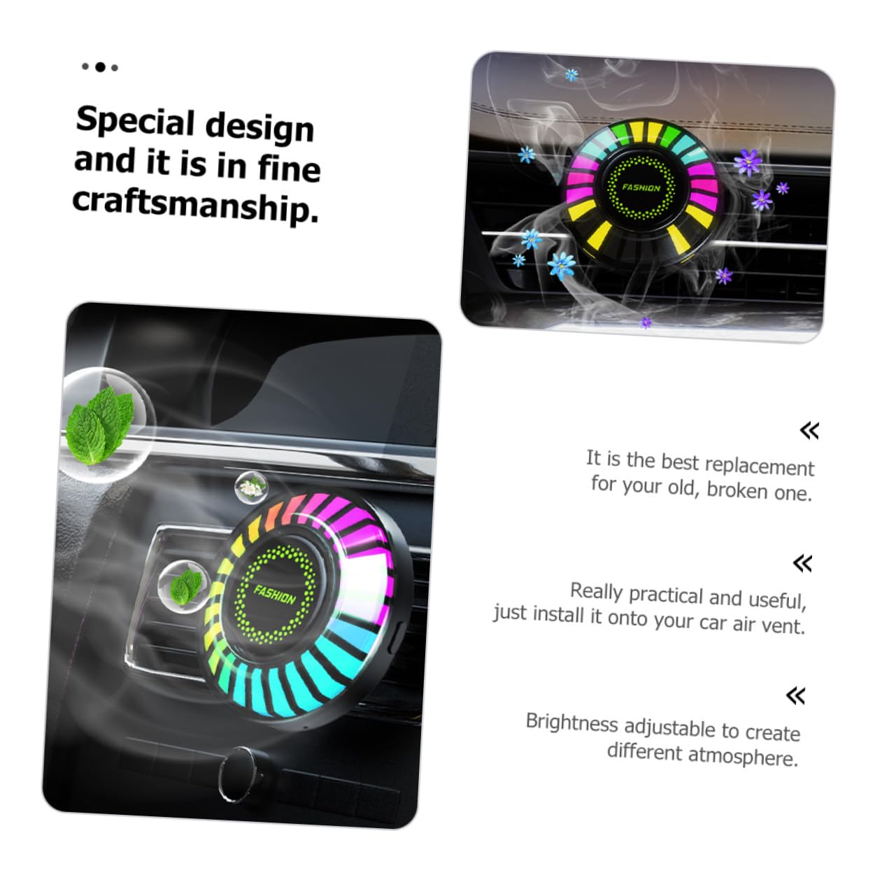 Gatuida 4pièces Diffuseur De Parfum Auto avec LED RGB Éclairage Ambiance Et Aromathérapie Accessoire De Décoration Intérieure pour Voiture