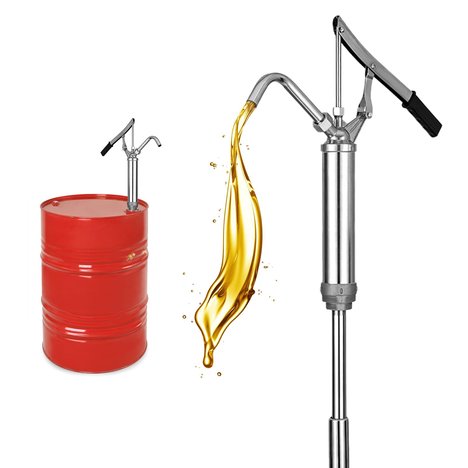 Kottwca Pompa a barile con leva, pompa per barili da 40 a 200 litri, pompa olio, 28 l/min, pompa di aspirazione dell'olio per gasolio, olio motore, olio lubrificante e olio per ingranaggi