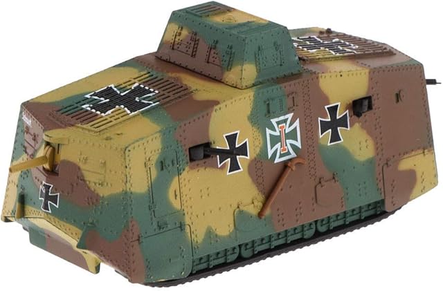 Tenlacum 1/72 Simulation German A7V Heavy Tank Panzer - World War I Armored Vehicle Diecast Army Car Model Toy Souvenir camouflage
