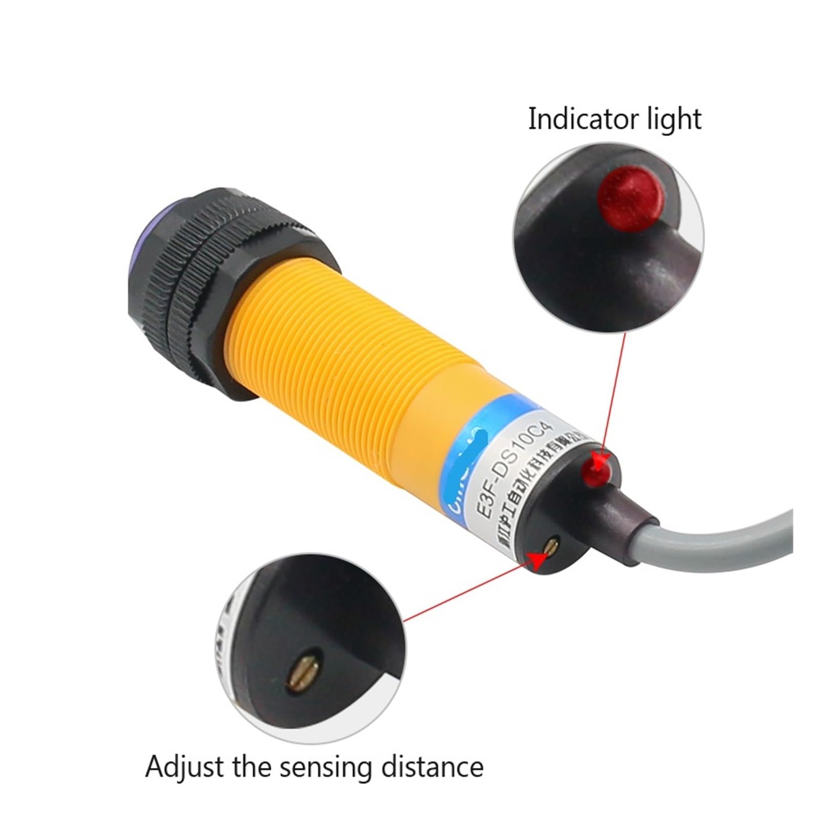 Automazione regolabile Serie E3F-DS10 Sensore interruttore fotoelettrico a riflessione diffusa Interruttore induttivo normalmente aperto NPN(E3F-DS10P12)